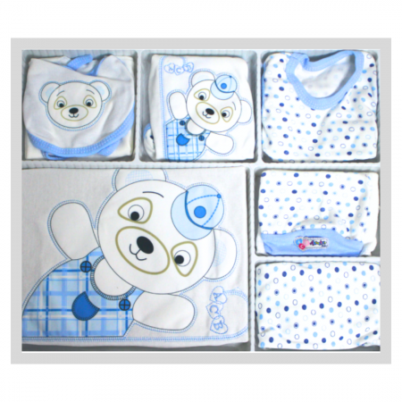 Set maternitate bumbac antialergic nou-nascut, Bear, Blue - 10 piese [0]