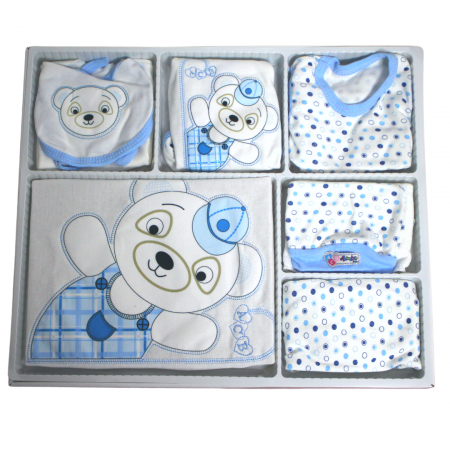Set maternitate bumbac antialergic nou-nascut, Bear, Blue - 10 piese [5]