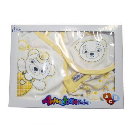 Set maternitate bumbac, nou-nascut, Bear, Yellow - 5 piese [5]
