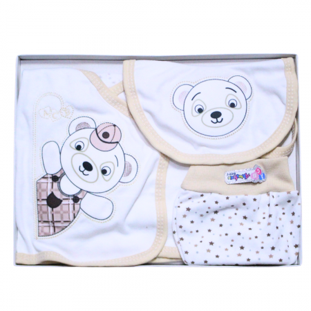 Set maternitate bumbac, nou-nascut, Bear, Light Beige- 5 piese [5]