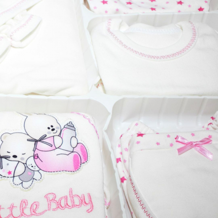 Set maternitate bumbac antialergic, nou-nascut, Little Baby, Pink- 11 piese [1]