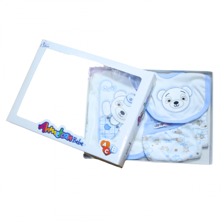 Set maternitate bumbac, nou-nascut, Bear, Blue - 5 piese, BebePrice [4]