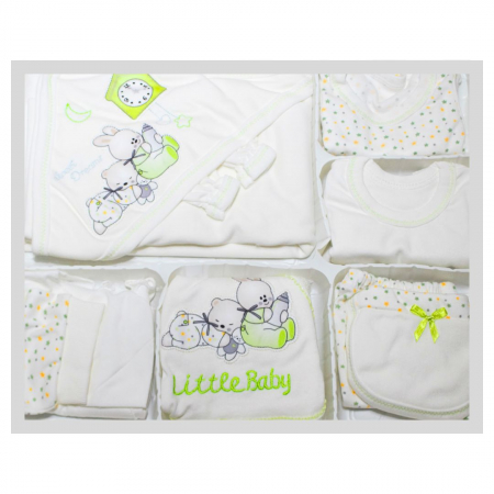 Set maternitate bumbac antialergic, nou-nascut, Little Baby, Pear - 11 piese [0]