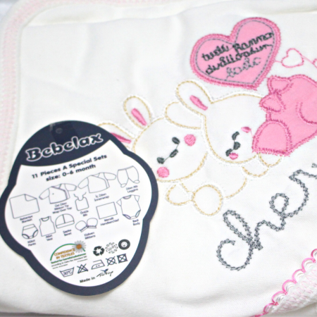 Set maternitate bumbac antialergic, nou-nascut, Rabbits, Pink - 11 piese [6]