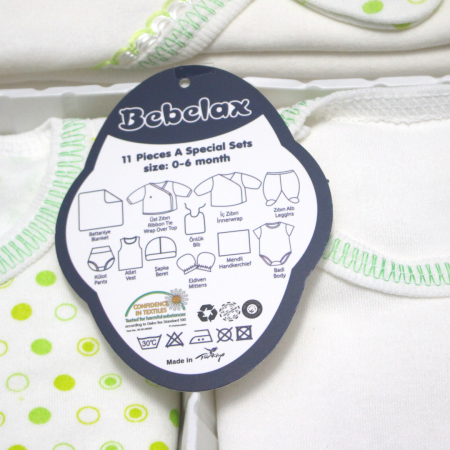 Set maternitate bumbac antialergic, nou-nascut, Rabbits, Lime- 11 piese [6]