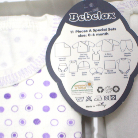 Set maternitate bumbac antialergic, nou-nascut, Rabbits, Lavender- 11 piese [5]