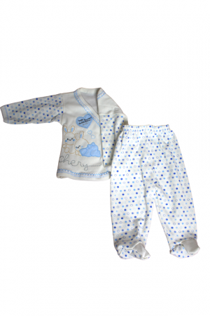 Set maternitate bumbac nou-nascut (0-3 luni), Bebelax, Rabbits, white-blue- 5 piese [4]