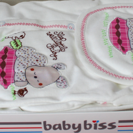 Set maternitate bumbac nou-nascut,Sleepy rabbit, Pink - 5 piese [3]