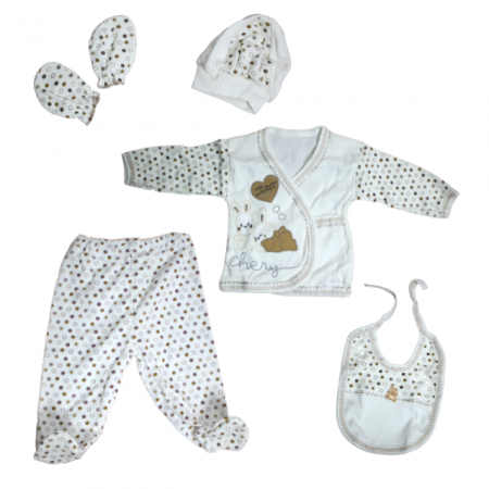 Set maternitate bumbac nou-nascut (0-3 luni), Bebelax, Rabbits,Brown - 5 piese [2]