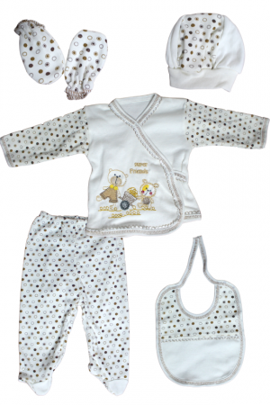 Set maternitate bumbac nou-nascut (0-3 luni), Daisymini, Super Friends, brown- 5 piese [1]