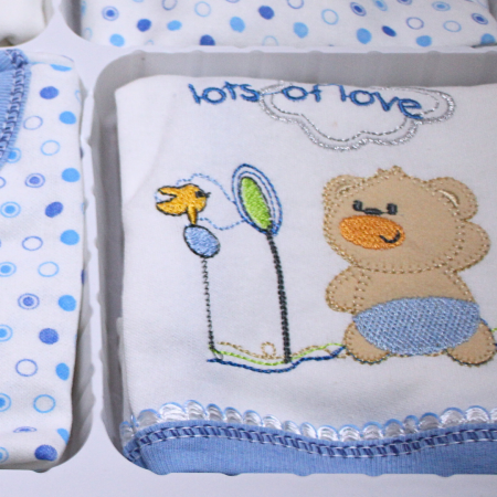 Set maternitate bumbac antialergic, nou-nascut (0-3 luni), Bear, white-blue - 11 piese, BebePrice [4]