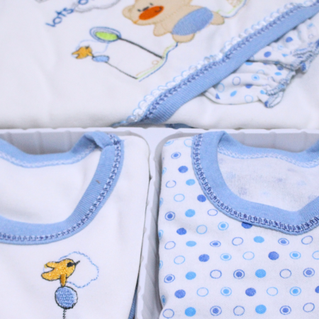 Set maternitate bumbac antialergic, nou-nascut (0-3 luni), Bear, white-blue - 11 piese, BebePrice [3]