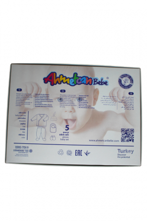 Set maternitate bumbac, antialergic nou-nascut, Happy Bee, white-pink - 5 piese [2]