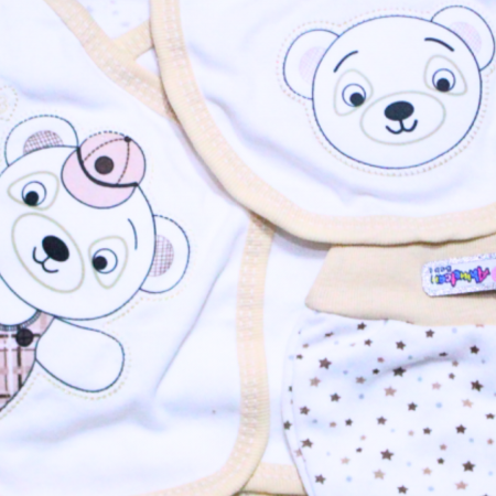 Set maternitate bumbac, nou-nascut, Bear, Light Beige- 5 piese [1]