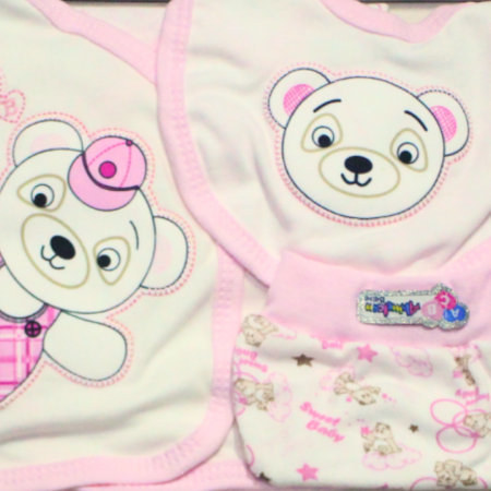 Set maternitate bumbac, nou-nascut, Bear, Pink - 5 piese, BebePrice [1]