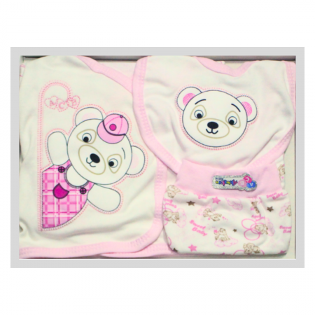 Set maternitate bumbac, nou-nascut, Bear, Pink - 5 piese, BebePrice [0]