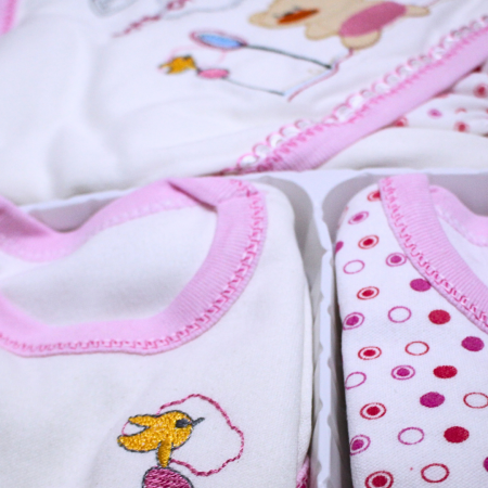 Set maternitate bumbac antialergic, nou-nascut (0-3 luni), Bear, white-pink - 11 piese, BebePrice [3]