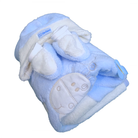 Set Păturica Port Bebe Cocolino – Căciuliță - Botoșei, Bleu ciel [3]