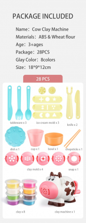 Set plastilina creativ, Cow, Color Dough, 29 piese, BebePrice [2]
