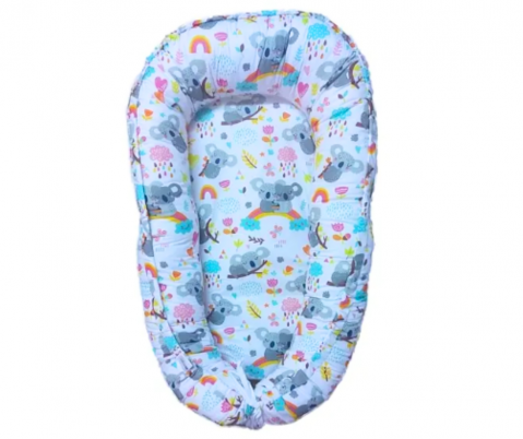 Baby Nest Premium, bumac, umplutura cu fibre din silicon,Blue, Sleepy Koala, BebePrice [1]