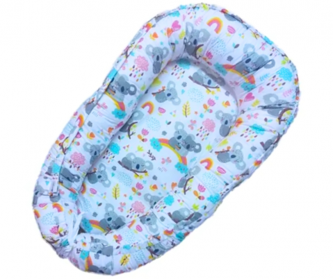 Baby Nest Premium, bumac, umplutura cu fibre din silicon,Blue, Sleepy Koala, BebePrice [0]