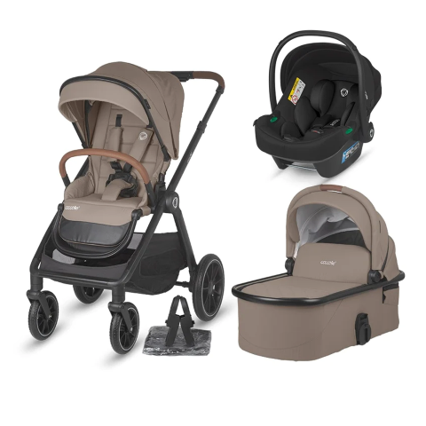 BBP-324062344325080360 Sistem modular 3 in 1 Aspen Sand Beige cu Scoica auto i Size Knox Black sistem i-Size si fixare ISOFIX BebePrice.ro [1]
