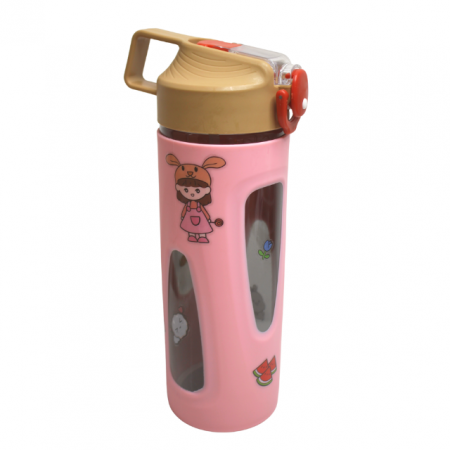 Alimentatie bebe & Accesorii hranire - Sticla de apa cu pai, din plastic,Little Girl, Pink