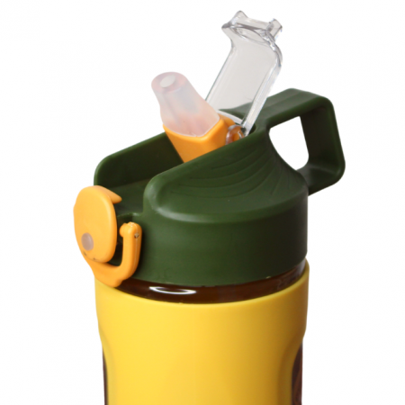 Sticla de apa cu pai, din plastic, Hello Summer, Yellow [1]