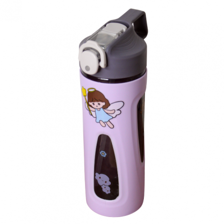 Alimentatie bebe & Accesorii hranire - Sticla de apa cu pai, din plastic, Little Angel, Purple