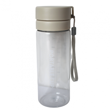 Sticla de apa cu sita, din plastic, Portable Cup, Crem, 600 ml [0]