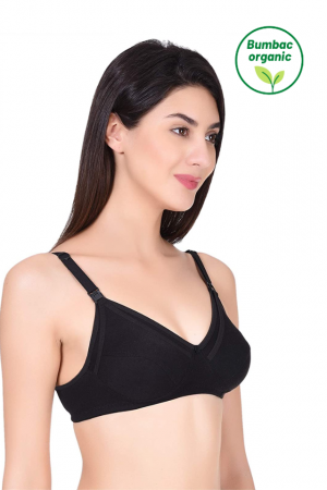 Sutien pentru alaptare, fara intarituri, bumbac organic, Black [2]