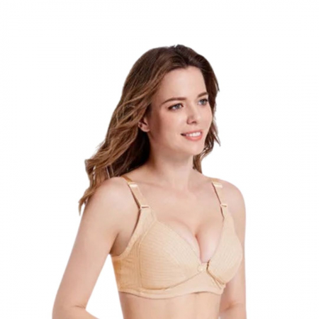 Sutien pentru alaptare cu datela pe spate din bumbac, cu deschidere in fata, Bloom, Beige [1]