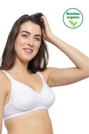 Sutien pentru alaptare, fara intarituri, bumbac organic, White [3]