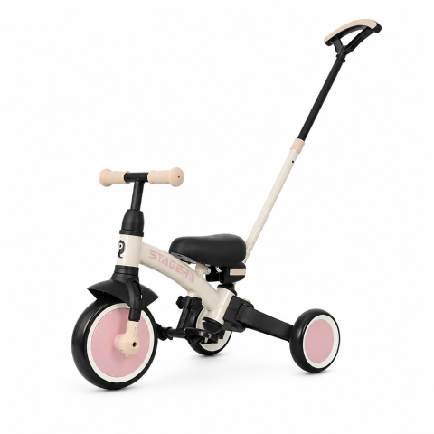 Activitati in aer liber & Vacanta - BBP-325QPSTAGER10 Tricicleta evolutiva pliabila STAGER Blush Pink sistem de pliere si 6 ani BebePrice.ro