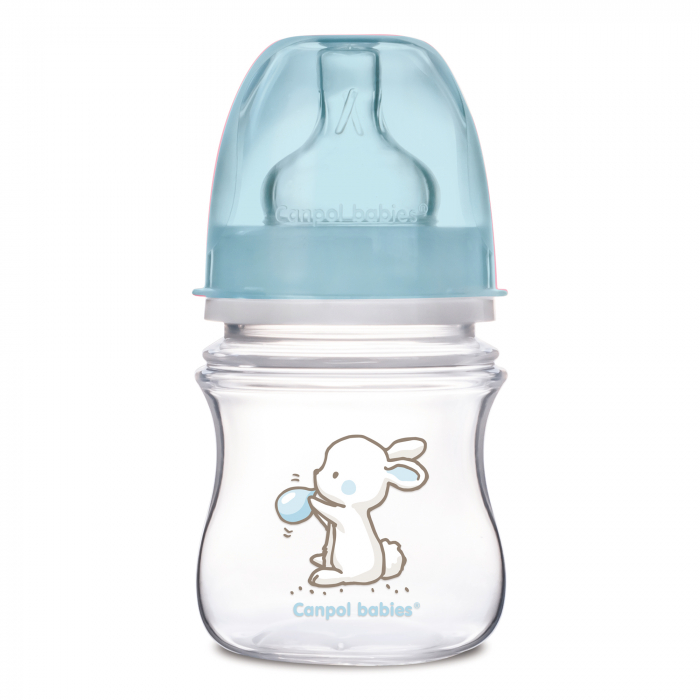 Biberon anticolici gat larg, Canpol babies®, polipropilena, 120 ml, “Little Cutie”, bleu [1]