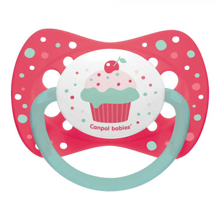 Suzeta „Cupcake“ cu tetina simetrica silicon, Canpol babies®, fara BPA, 6-18 luni, roz [1]