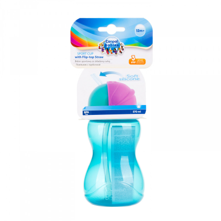Canita sport cu pai retractabil, Canpol babies®, fara BPA, 270 ml, albastru [4]