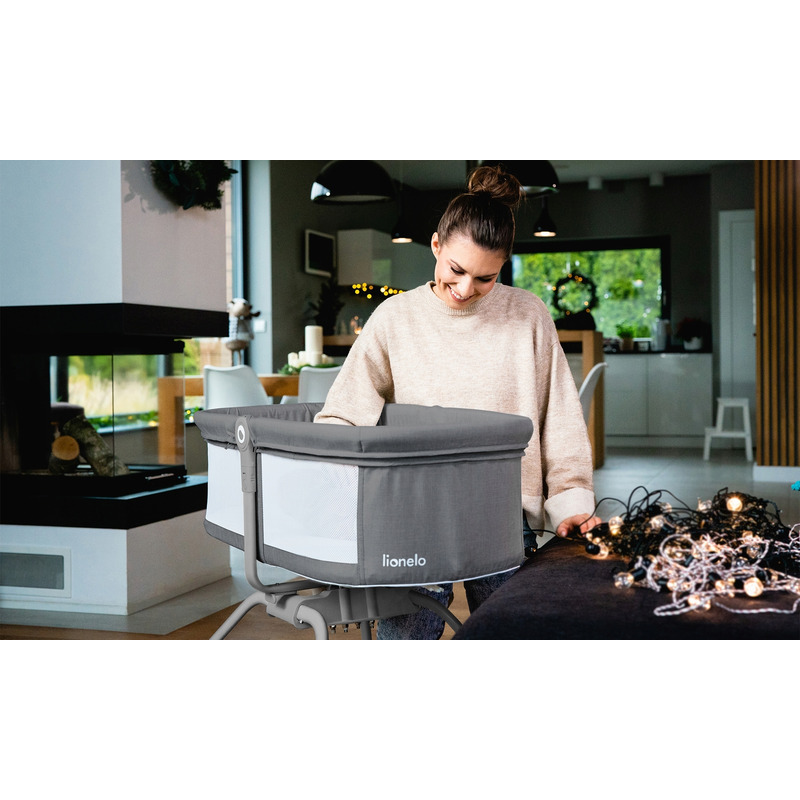 Lionelo - Patut balansoar Malin 3 in 1 Pliabil 0-9 kg cu Geanta Transport Gri [13]