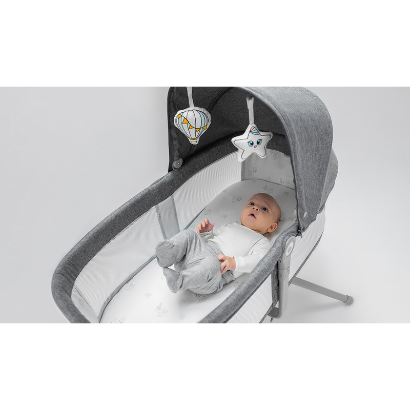 Lionelo - Patut balansoar Malin 3 in 1 Pliabil 0-9 kg cu Geanta Transport Gri [11]