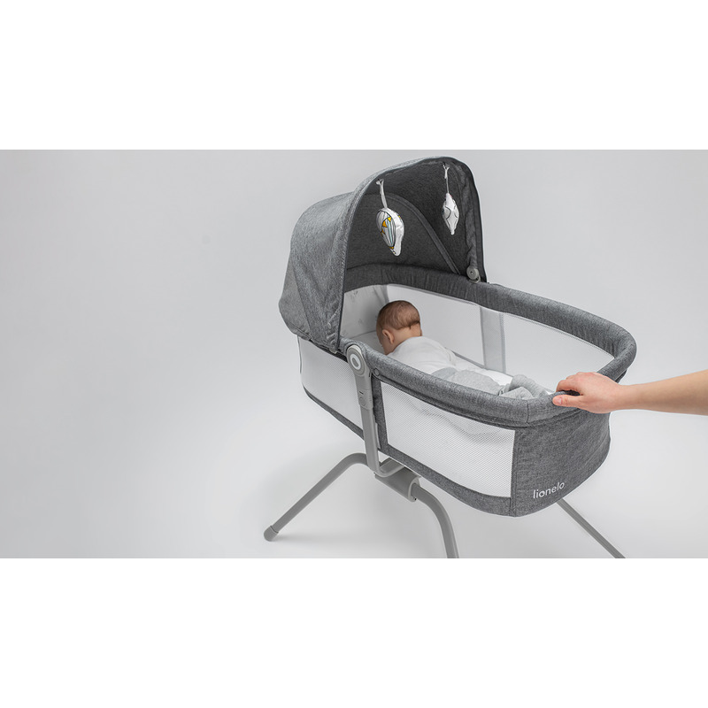 Lionelo - Patut balansoar Malin 3 in 1 Pliabil 0-9 kg cu Geanta Transport Gri [12]