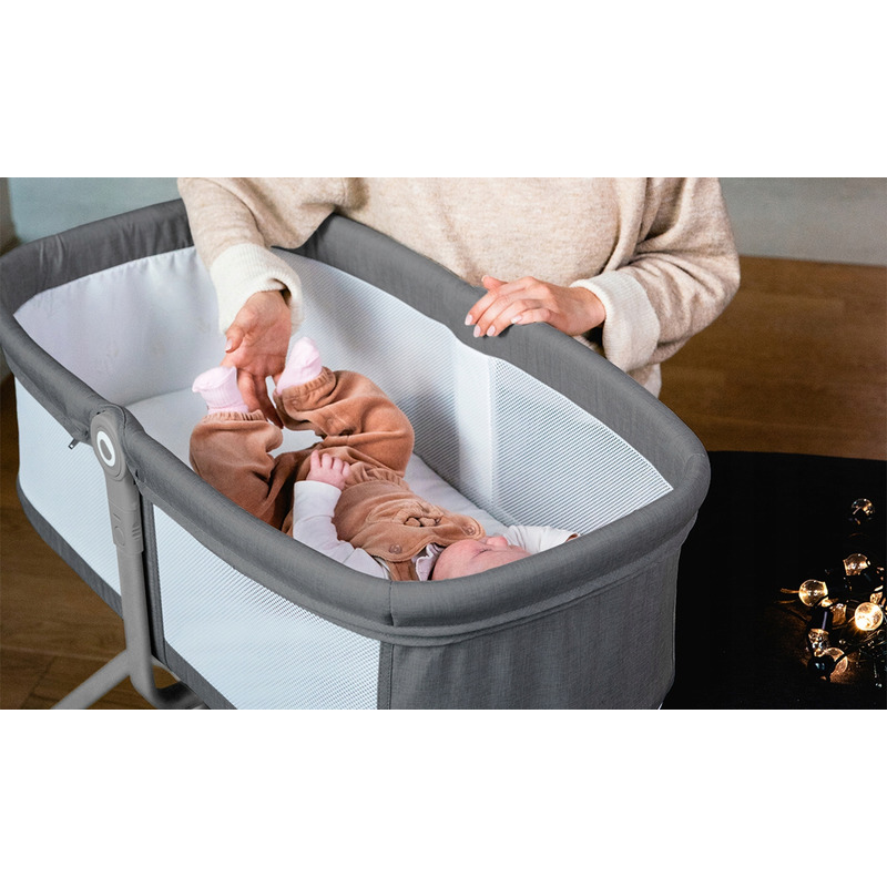 Lionelo - Patut balansoar Malin 3 in 1 Pliabil 0-9 kg cu Geanta Transport Gri [14]