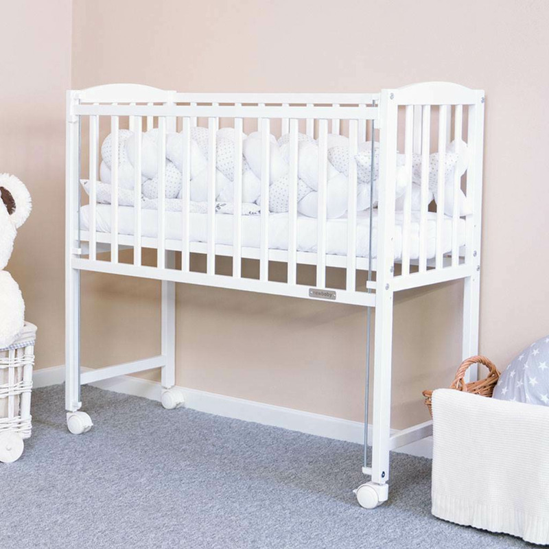 Patut din lemn certificat FSC cu laterala culisanta 90x40 cm Mateo New Baby White [3]