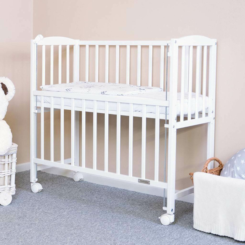 Patut din lemn certificat FSC cu laterala culisanta 90x40 cm Mateo New Baby White [2]
