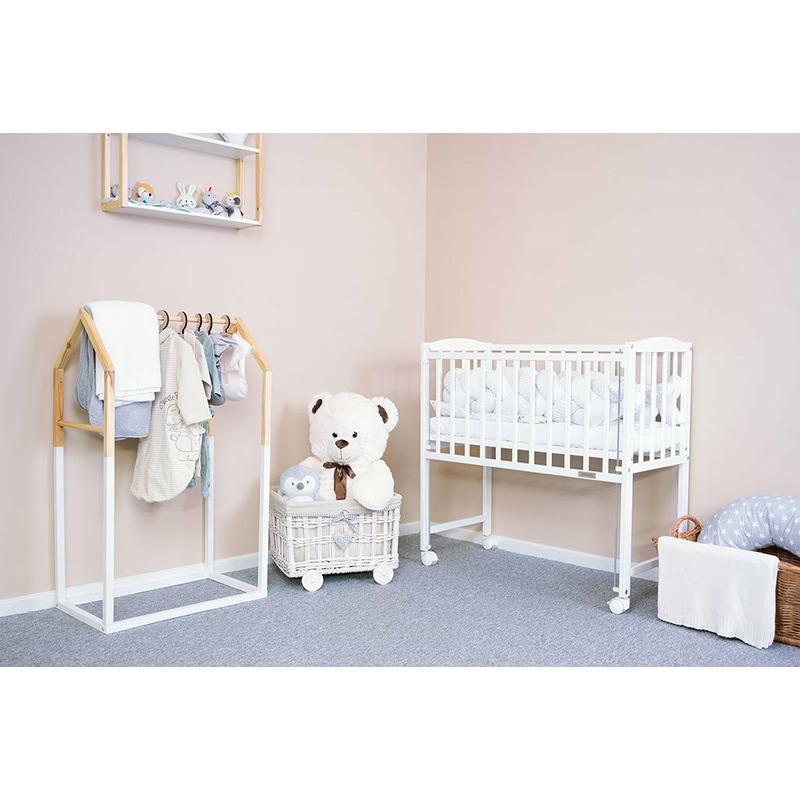Patut din lemn certificat FSC cu laterala culisanta 90x40 cm Mateo New Baby White [5]