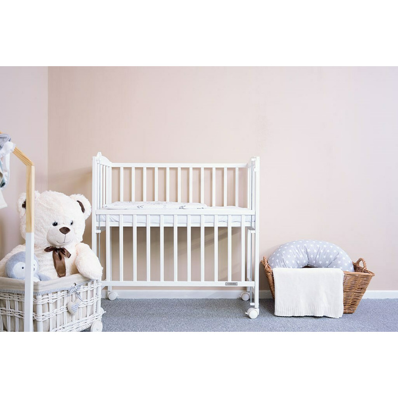 Patut din lemn certificat FSC cu laterala culisanta 90x40 cm Mateo New Baby White [6]