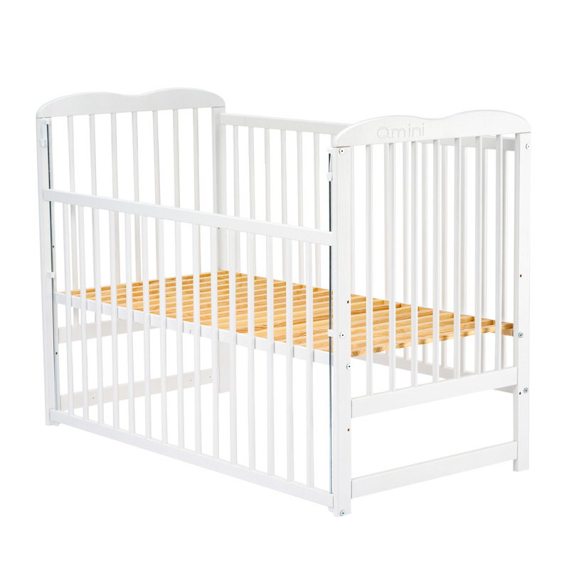 Patut din lemn Agata 120x60 cm cu laterala culisanta din lemn de pin Alb - Qmini [10]