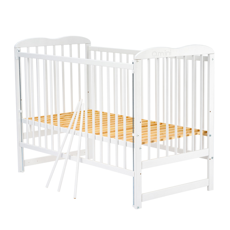 Patut din lemn Agata 120x60 cm cu laterala culisanta din lemn de pin Alb - Qmini [9]