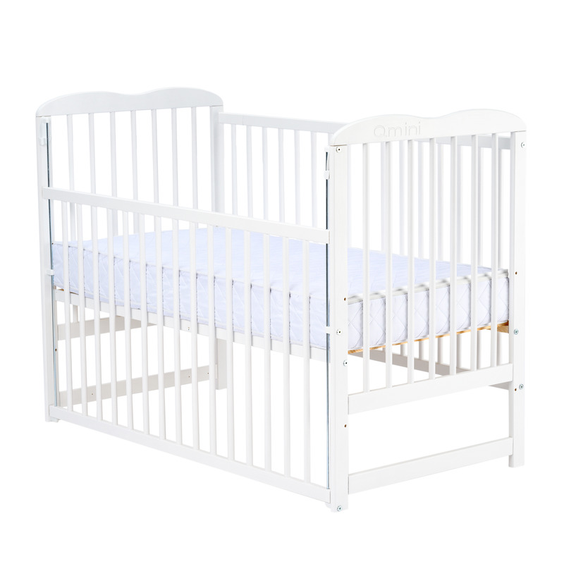 Patut din lemn Agata 120x60 cm cu laterala culisanta din lemn de pin Alb - Qmini [2]