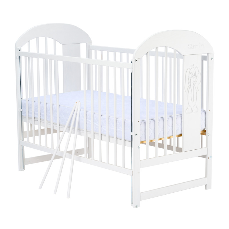 Patut din lemn Julia II Elefantel 120x60 cm cu laterala culisanta Alb - Qmini [6]