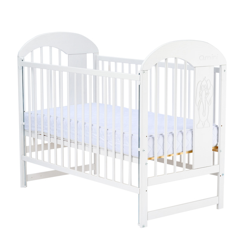 Patut din lemn Julia II Elefantel 120x60 cm cu laterala culisanta Alb - Qmini [7]